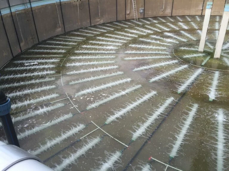 Smart Strip Diffusers in a round wastewater treatment plant.